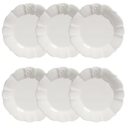 Maisons Du Monde Vaisselle De Noël Assiette à Dessert En Faïence Blanche - Lot De 6