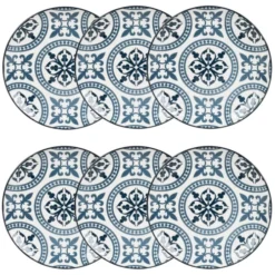 Maisons Du Monde Assiettes à Dessert Assiette à Dessert En Faïence Bleue Et Blanche Motifs Graphiques - Lot De 6