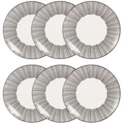 Maisons Du Monde Vaisselle De Noël Assiette à Dessert En Grès Blanc Motifs à Pois - Lot De 6 -Assiettes Soldes Magasin assiette a dessert en gres blanc motifs a rayures mekong 1000 4 2 173268 2