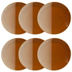 Maisons Du Monde Assiettes à Dessert Assiette à Dessert En Grès Caramel Et Crème - Lot De 6