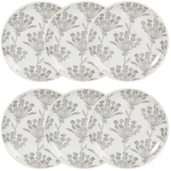 Maisons Du Monde Assiettes à Dessert Assiette à Dessert En Grès écru à Motifs Gris Anthracite - Lot De 6