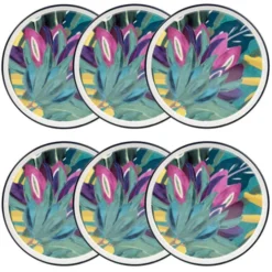 Maisons Du Monde Assiettes à Dessert Assiette à Dessert En Grès Ivoire Motif Végétal Multicolore - Lot De 6