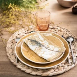 Maisons Du Monde Assiettes à Dessert Assiette à Dessert En Grès Jaune - Lot De 4 -Assiettes Soldes Magasin assiette a dessert en gres jaune 1000 13 26 212037 5