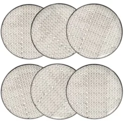 Maisons Du Monde Vaisselle De Noël Assiette à Dessert En Grès Micromotif Noir/blanc D 21 Cm - Lot De 6 -Assiettes Soldes Magasin assiette a dessert en gres micromotif noir blanc d 21 cm chiang mai 1000 7 27 154146 5
