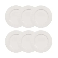 Maisons Du Monde Vaisselle De Noël Assiette à Dessert En Porcelaine Blanche - Lot De 6