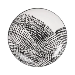 Maisons Du Monde Assiettes à Dessert Assiette à Dessert En Porcelaine Blanche à Motifs Noirs - Lot De 6