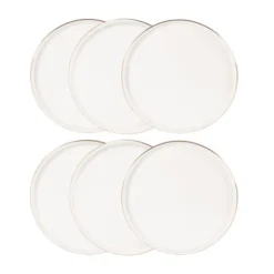 Maisons Du Monde Vaisselle De Noël Assiette à Dessert En Porcelaine Blanche Et Dorée - Lot De 6