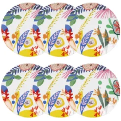 Maisons Du Monde Assiettes Assiette à Dessert En Porcelaine Multicolore Imprimée - Lot De 6
