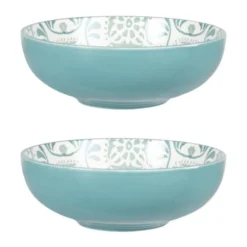 Maisons Du Monde Assiettes Creuses Assiette Creuse En Grès Blanc à Motifs Bleus Et Gris - Lot De 4