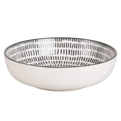 Maisons Du Monde Assiettes Creuses Assiette Creuse En Grès Blanc à Rayures - Lot De 6