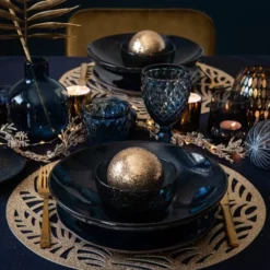 Maisons Du Monde Vaisselle De Noël Assiette Creuse En Grès Bleu - Lot De 2 -Assiettes Soldes Magasin assiette creuse en gres bleu 1000 15 0 207296 4