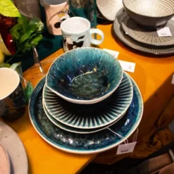 Kare Design Assiettes Creuses Assiette Creuse En Grès Bleu Et Blanc D17 - Lot De 4 -Assiettes Soldes Magasin assiette creuse en gres bleu et blanc d17 lot de 4 4