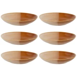 Maisons Du Monde Assiettes Creuses Assiette Creuse En Grès Caramel Et Crème - Lot De 6