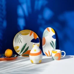 Maisons Du Monde Assiettes Creuses Assiette Creuse En Grès Multicolore Motif Végétal - Lot De 6 -Assiettes Soldes Magasin assiette creuse en gres multicolore motif vegetal 1000 12 27 213719 6