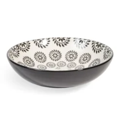 Maisons Du Monde Vaisselle De Noël Assiette Creuse En Grès Noir/blanc D 20 Cm - Lot De 4