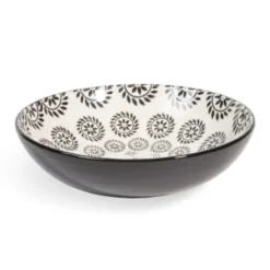 Maisons Du Monde Déco Table De Noël Assiette Creuse En Grès à Motifs Noirs - Lot De 3 -Assiettes Soldes Magasin assiette creuse en gres noir blanc d 20 cm chiang mai 1000 10 30 154149 1
