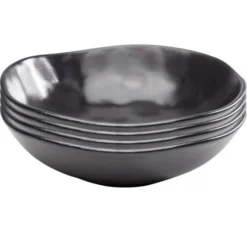 Kare Design Assiettes Creuses Assiette Creuse En Grès Noir D22 - Lot De 4