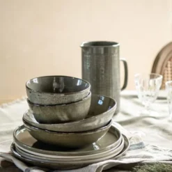 Maisons Du Monde Assiettes Creuses Assiette Creuse En Grès Vert - Lot De 6 -Assiettes Soldes Magasin assiette creuse en gres vert 1000 2 26 216752 5