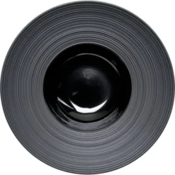 Stalgast Assiettes Creuses Assiette Creuse Porcelaine Noire Bord Strié Ø 26cm