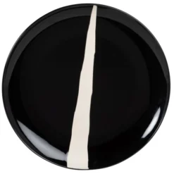 Maisons Du Monde Assiettes De Présentation Assiette De Présentation En Grès Noir Et Trait Blanc