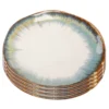 Kare Design Assiettes Plates Assiette En Céramique Blanche Et Bleue D20 - Lot De 4