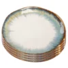 Kare Design Assiettes Plates Assiette En Céramique Blanche Et Bleue D26 - Lot De 4