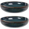 Maisons Du Monde Assiettes Plates Assiette En Grès Bleu Et Marron - Lot De 2