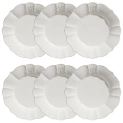 Maisons Du Monde Vaisselle De Noël Assiette Plate En Faïence Blanche - Lot De 6