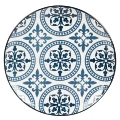 Maisons Du Monde Assiettes Plates Assiette Plate En Faïence Bleue Et Blanche Motifs Graphiques - Lot De 6