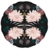 Maisons Du Monde Assiettes Plates Assiette Plate En Faïence Noire Motifs Roses - Lot De 6