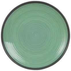 Maisons Du Monde Assiettes Plates Assiette Plate En Faïence Verte - Lot De 2