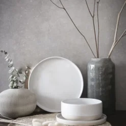 Maisons Du Monde Vaisselle De Noël Assiette Plate En Grès Blanc - Lot De 6 -Assiettes Soldes Magasin assiette plate en gres blanc 1000 12 6 208245 6