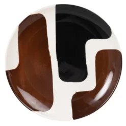 Maisons Du Monde Assiettes Plates Assiette Plate En Grès Blanc, Marron Et Noir - Lot De 6