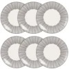 Maisons Du Monde Assiettes Plates Assiette Plate En Grès Blanc Motifs à Rayures - Lot De 6