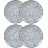 Maisons Du Monde Assiettes Plates Assiette Plate En Grès Blanc Motifs Graphiques Bleus - Lot De 4