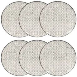 Maisons Du Monde Vaisselle De Noël Assiette Plate En Grès Blanc Motifs Graphiques Noirs - Lot De 6