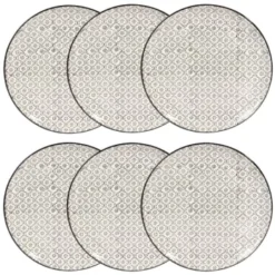Maisons Du Monde Vaisselle De Noël Assiette Plate En Grès Blanc Motifs Graphiques Noirs - Lot De 6 -Assiettes Soldes Magasin assiette plate en gres blanc motifs graphiques noirs chiang mai 1000 8 28 154147 5