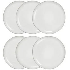Maisons Du Monde Assiettes Plates Assiette Plate En Grès Gris Clair - Lot De 6