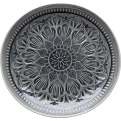 Kare Design Assiettes Plates Assiette Plate En Grès Gris D27 - Lot De 4 -Assiettes Soldes Magasin assiette plate en gres gris d27 lot de 4 2