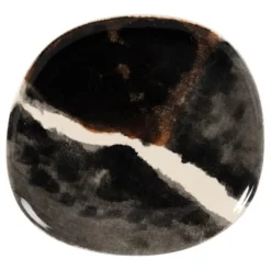 Maisons Du Monde Assiettes Plates Assiette Plate En Grès Marron, Blanc Et Noir - Lot De 6