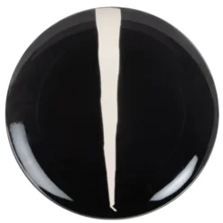 Maisons Du Monde Assiettes Plates Assiette Plate En Grès Noir Et Trait Blanc - Lot De 4