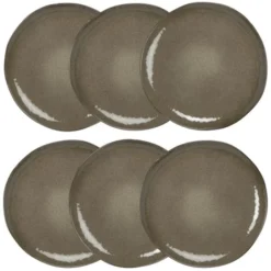 Maisons Du Monde Assiettes Plates Assiette Plate En Grès Vert - Lot De 6
