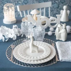 Maisons Du Monde Vaisselle De Noël Assiette Plate En Porcelaine Blanche - Lot De 6 -Assiettes Soldes Magasin assiette plate en porcelaine blanche 1000 16 29 174402 4