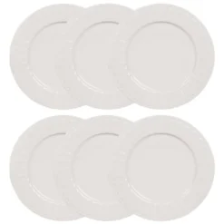 Maisons Du Monde Vaisselle De Noël Assiette Plate En Porcelaine Blanche - Lot De 6