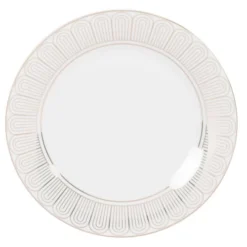 Maisons Du Monde Assiettes Plates Assiette Plate En Porcelaine Blanche à Bord Doré - Lot De 6