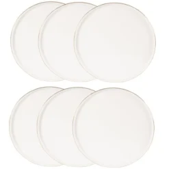 Maisons Du Monde Vaisselle De Noël Assiette Plate En Porcelaine Blanche Et Dorée - Lot De 6