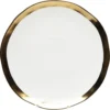 Kare Design Assiettes Plates Assiette Plate En Porcelaine Blanche Et Dorée D25