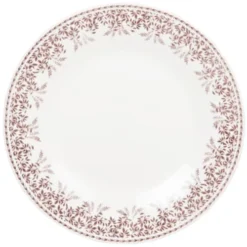 Maisons Du Monde Assiettes Plates Assiette Plate En Porcelaine Blanche Motif Végétal Gris - Lot De 6