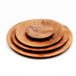 Bazar Bizar Assiettes Plates Assiette Ronde En Bois De Teck Extra Petite -Assiettes Soldes Magasin assiette ronde en bois de teck extra petite 2