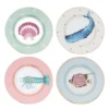 Yvonne Ellen Assiettes Plates Assiettes En Porcelaine Animaux Marins D20cm - Lot De 4